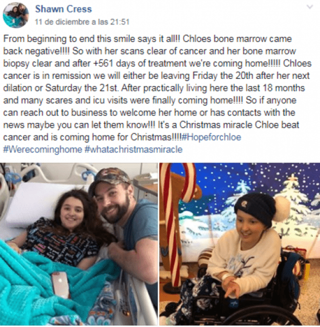 Chloe Cress fue diagnosticada de cáncer en fase terminal.