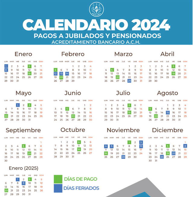 Calendario de pagos de la CSS por acreditamiento bancario ACH. Foto: CSS   