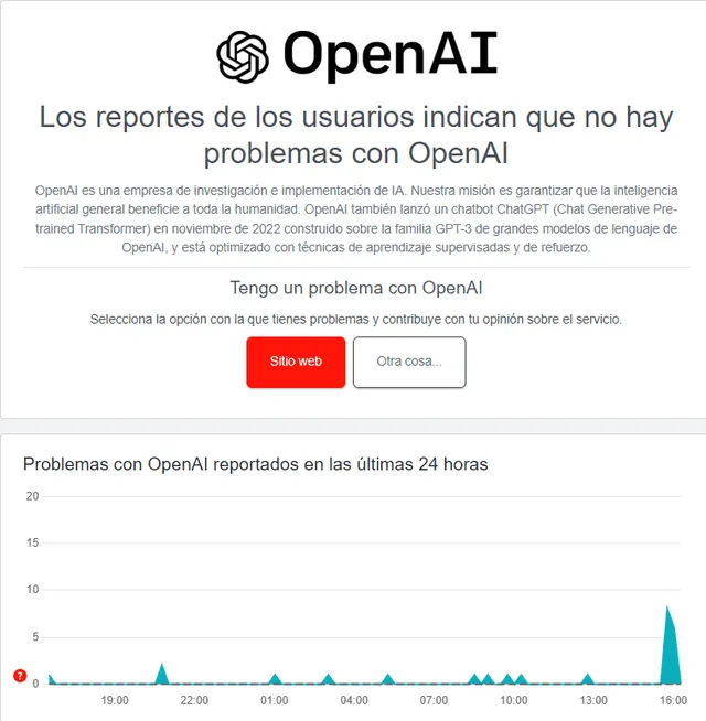  Reportes han disminuido en los últimos minutos. Foto: Downdetector 