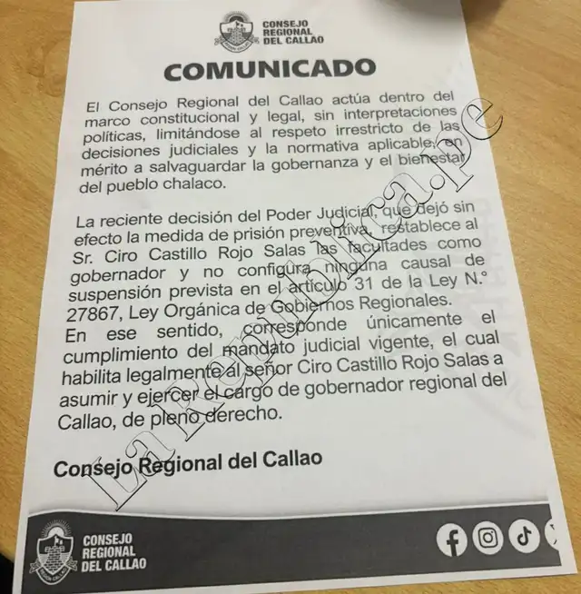  Comunicado del Consejo Regional del Callao   