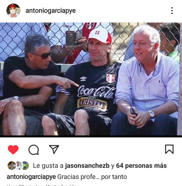 Antonio Garcia Pye se despidió de Gareca. Foto: @antoniogarciapye/Instagram.