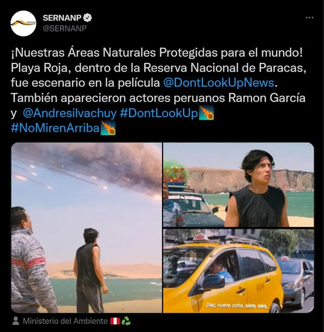 SERNANP celebra aparición de Playa Roja en Don't look up. Foto: captura de Twitter