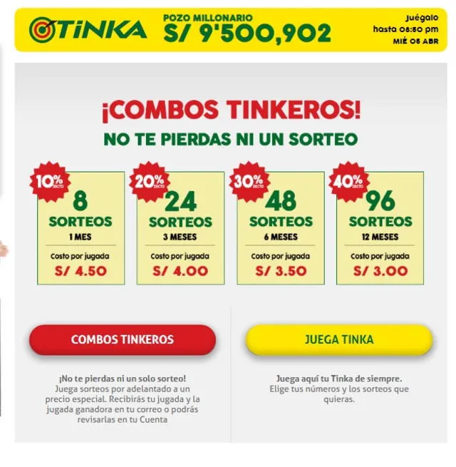 Combos tinkeros. Foto: Intralot   