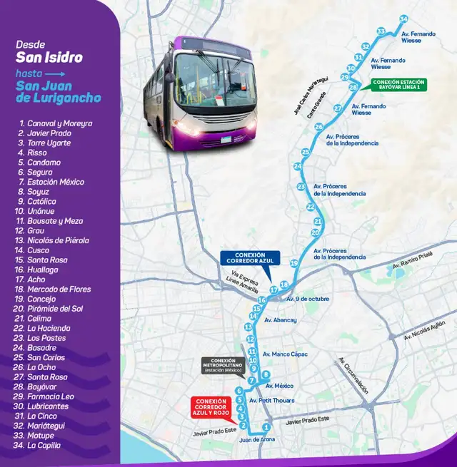  El Servicio Extraordinario 09 llega hasta el paradero La Capilla en su recorrido de retorno hacia San Juan de Lurigancho. Foto: X