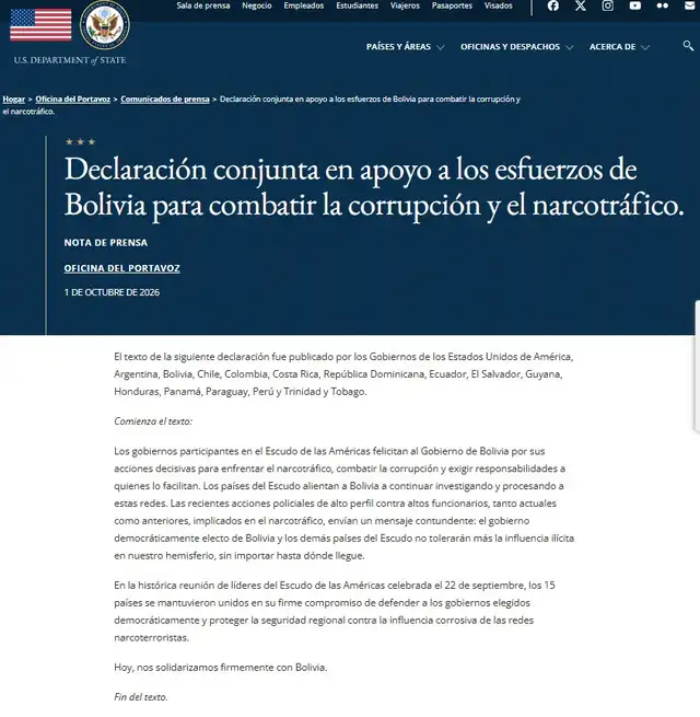 Comunicado oficial de  