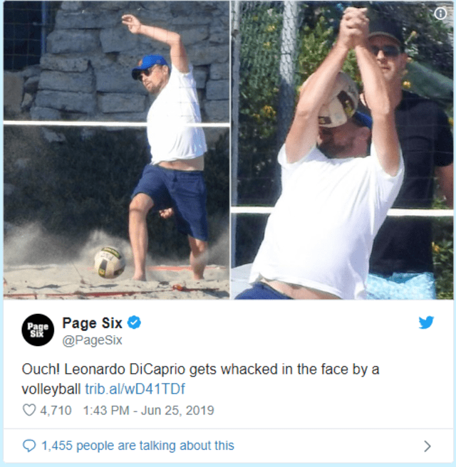 Leonardo Dicaprio recibe pelotazo en la cara y se vuelve viral 