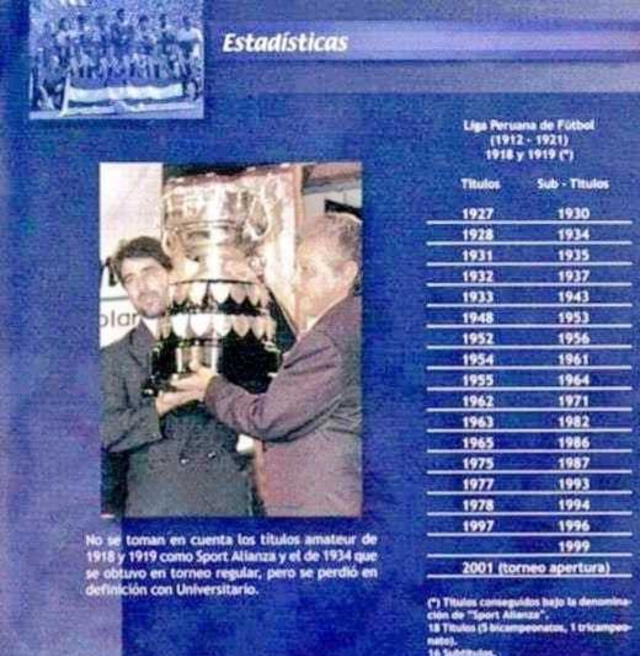 En la memoria oficial de Alianza Lima por sus 100 años, se afirma que el título del 1934 "se perdió en definición con Universitario". Foto: Archivo La República   