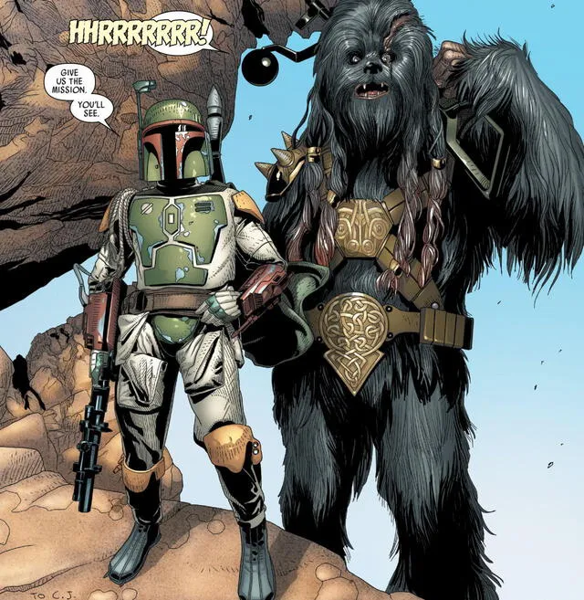 Krrsantan el negro, un wookiee cazarrecompensas que solía trabajar comúnmente con Jabba el Hutt aparece también en comics. Foto: Star Wars.