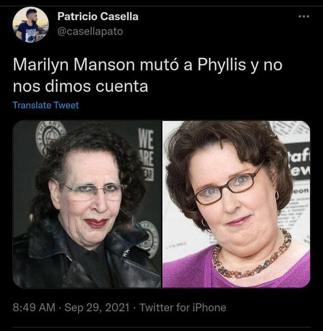 Usuarios se burlan de imagen de Marilyn Manson. Foto: Twitter