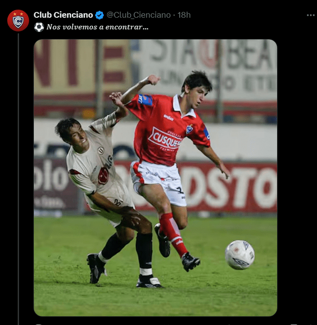  Tuit de Cienciano previo a duelo ante Universitario. Foto: captura de X/Cienciano   