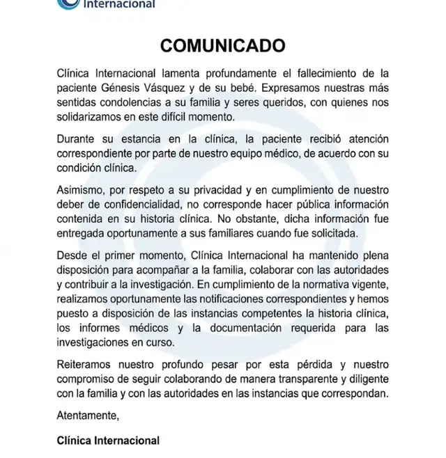Clínica responde a la denuncia sobre presunta negligencia médica. Clínica responde a la denuncia sobre presunta negligencia médica.