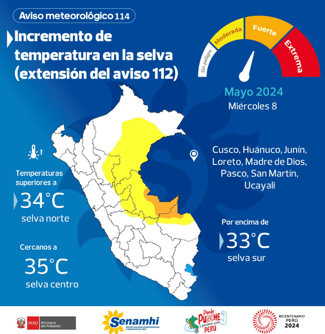 Senamhi confirma alerta naranja   