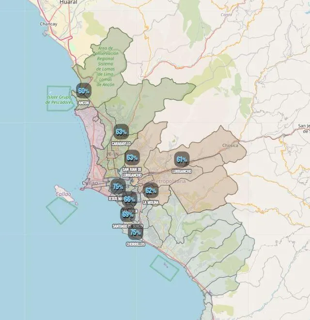  Humedad en Lima, según Senamhi. Foto: Senamhi.   