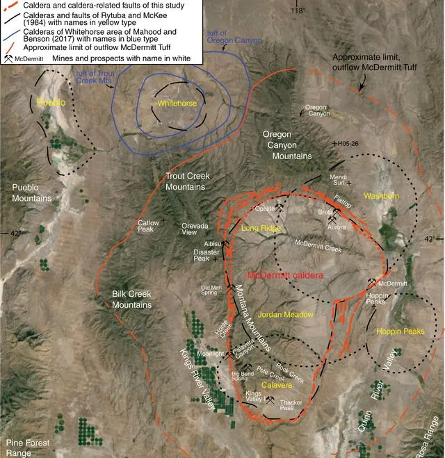  La <strong>Caldera de McDermitt</strong> tiene hasta 120 <strong>millones de toneladas de litio</strong>. Foto: Facebook/ Geological Society of America    