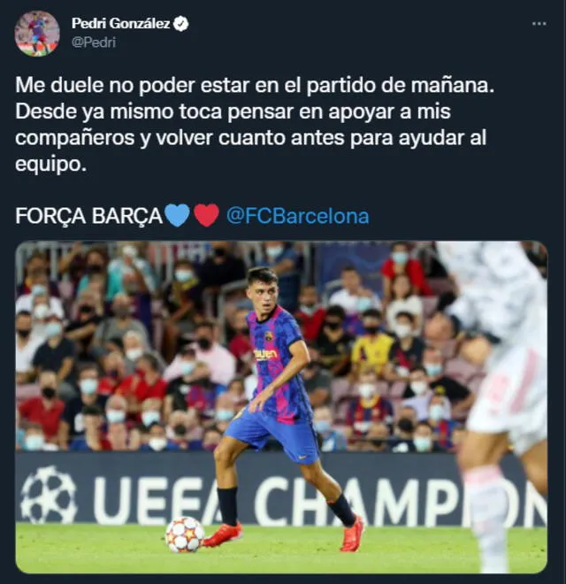 Pedri juega su segunda temporada como futbolista del FC Barcelona: Foto: Twitter @pedri