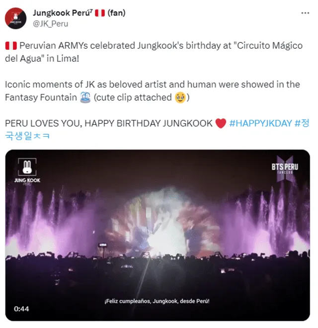BTS: fans de Perú celebraron el cumpleaños de Jungkook. 