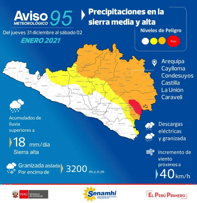 Arequipa: alertan activación de quebradas de severidad extrema ante las lluvias