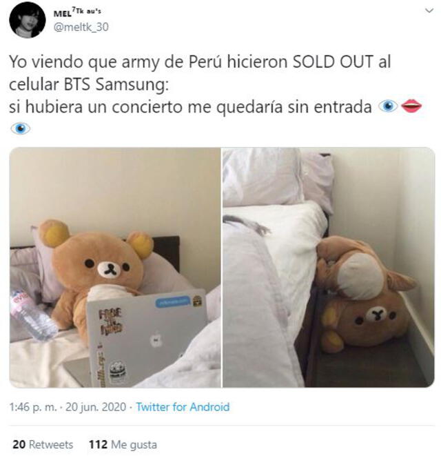 Memes sobre el Galaxy S20+ BTS Edition. Captura: Twitter