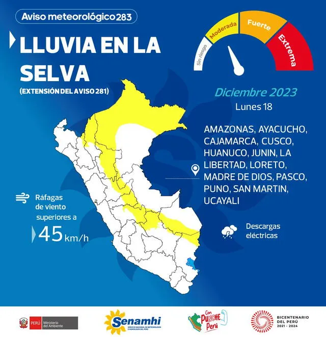 Nuevo pronóstico de lluvias del Senamhi 