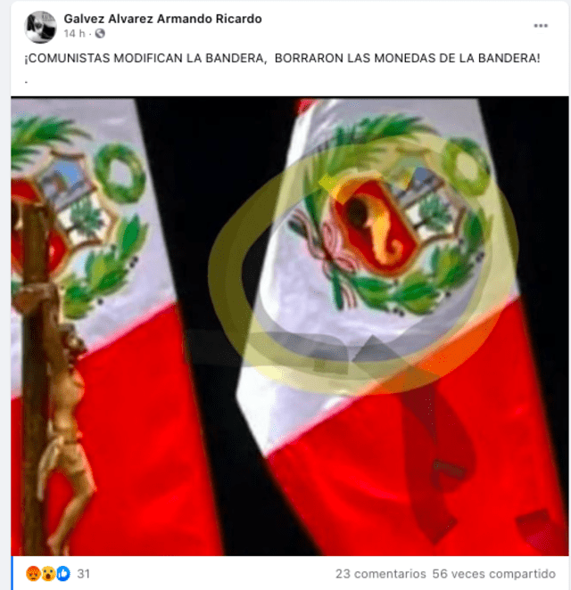 Quejas de usuarios en redes sociales por el supuesto cambio de color en las banderas. Foto: captura de Facebook