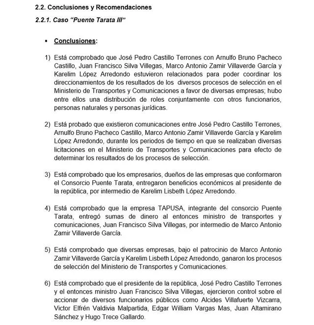 Informe final de la Comisión de Fiscalización sobre el Caso Puente Tarata III.
