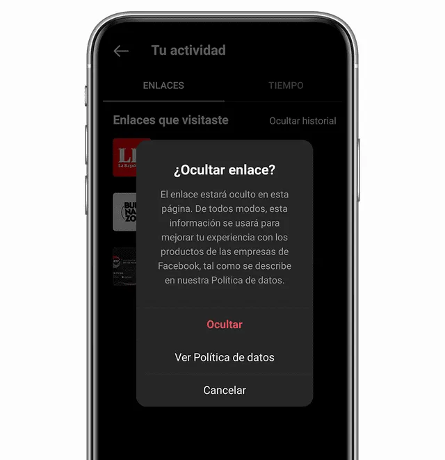 Cómo ocultar un enlace determinado. Foto: La República