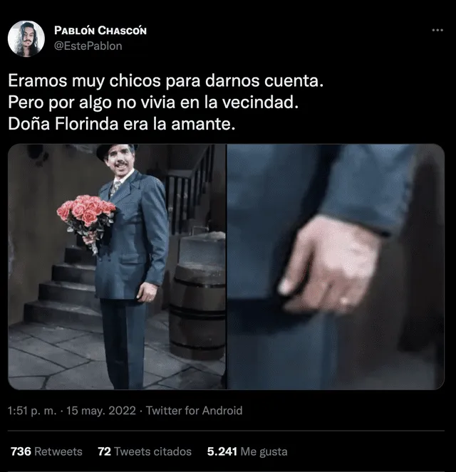 Usuario en Twitter desata polémica por una foto del profesor Jirafales usando un anillo. Foto: captura de Twitter