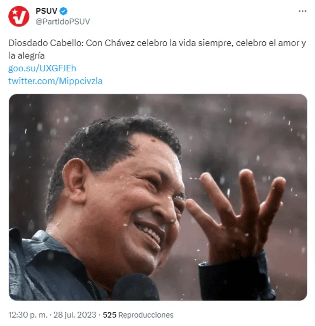 Diosdado Cabello, desde el PSUV, también recordó al exmandatario. Foto: PSUV/Twitter