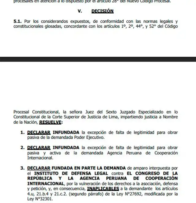  Decisión del Sexto Juzgado Constitucional   
