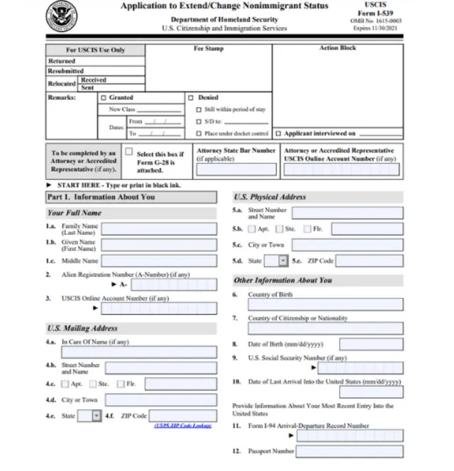 El formulario para la solicitud de la extensión de tu estadía en Estados Unidos se encuentra disponible en línea. Foto: captura USCIS