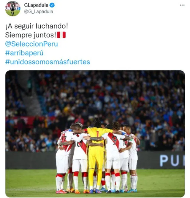 Mensaje de Gianluca Lapadula. Foto: captura de Twitter