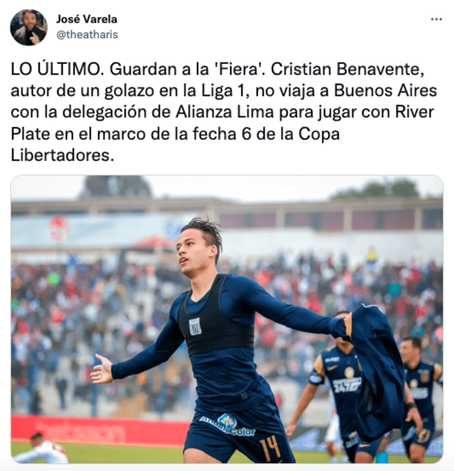Benavente llegó a Alianza Lima en el 2022. Foto: captura Twitter José Varela