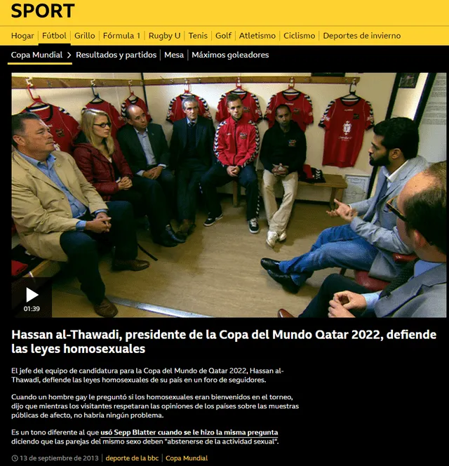 Entrevista en BBC deportes. Foto: captura en página web / BBC.