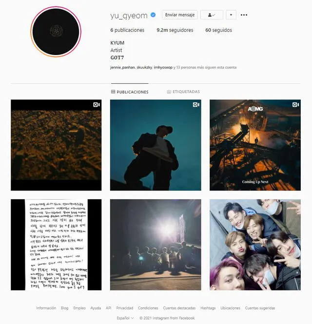 Captura del perfil oficial de Yugyeom de GOT7 en Instagram. Foto: @yu_gyeom