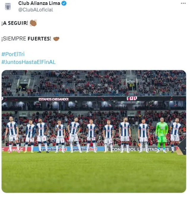 Mensaje de los blanquiazules en redes sociales. Foto: Twitter.   