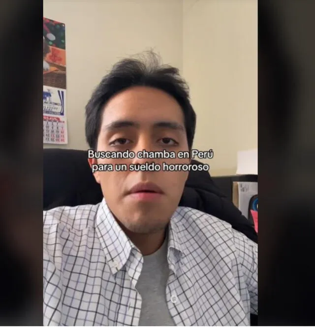  Renato Espinoza expresó, en su video de TikTok, su opinión respecto a los sueldos bajos que ofrecen algunas empresas. Foto: TikTok.   