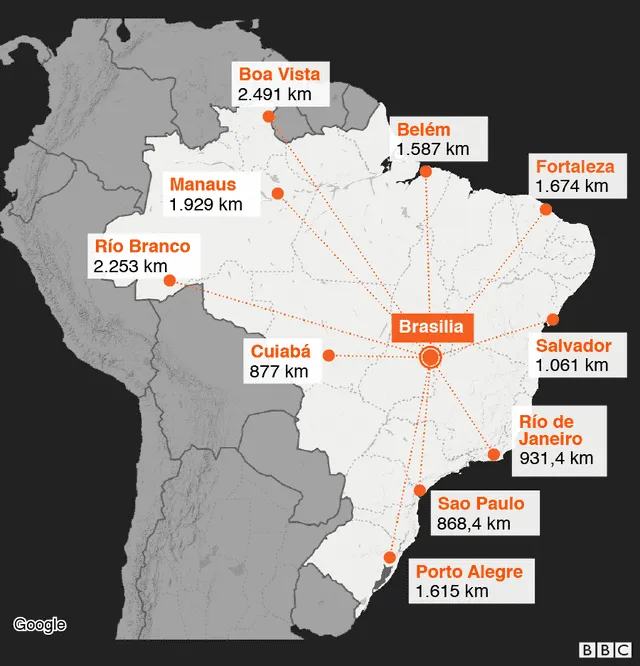  Brasilia está ubicada en el centro-oeste de Brasil, en la región del Planalto Central. Foto: BBC   