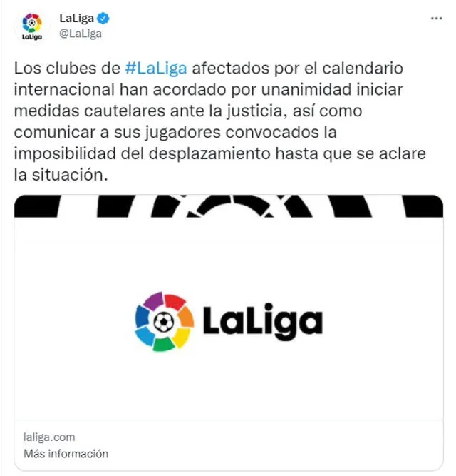 Comunicado de LaLiga. Foto: captura de pantalla