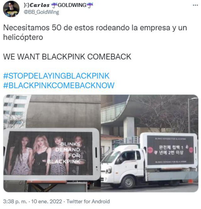 Fans se pronuncian sobre el hiatus de BLACKPINK. Foto: vía Twitter