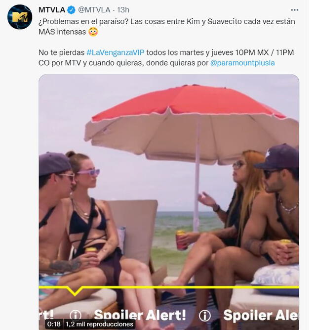 MTV anuncia a través de su cuenta de twitter los avances del episodio 5 de la venganza de los ex VIP.