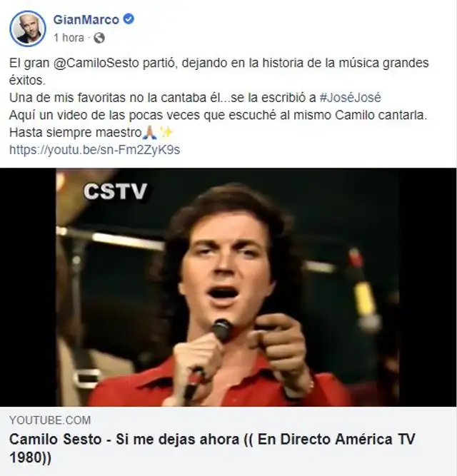 Gian Marco recuerda a Camilo Sesto