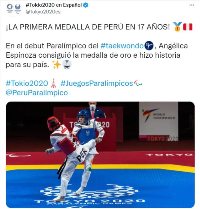 Angélica Espinoza alcanzó la gloria en su debut paralímpico. Foto: Tokio 2020
