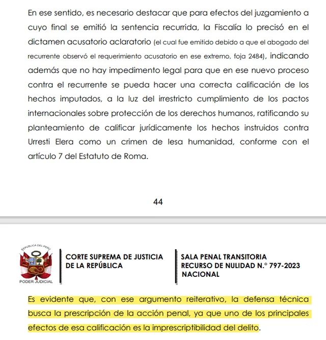  Resolución de la Corte Suprema sobre el caso Hugo Bustíos.    