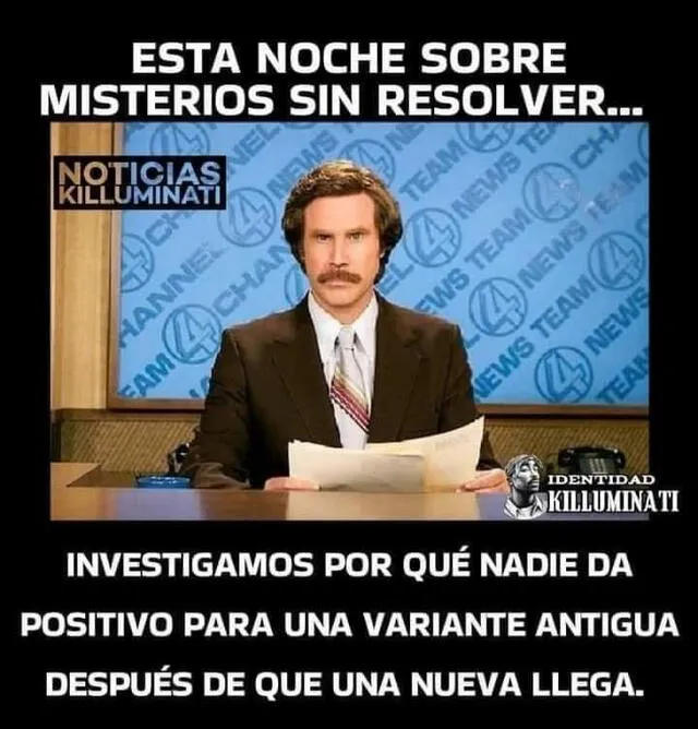 Imagen que circula en redes sociales, donde se desliza, a través de un meme, en páginas anti vacuna que ninguna persona tiene un resultado positivo para una variante antigua después de que se registra una nueva. Fuente: Captura LR, Facebook.