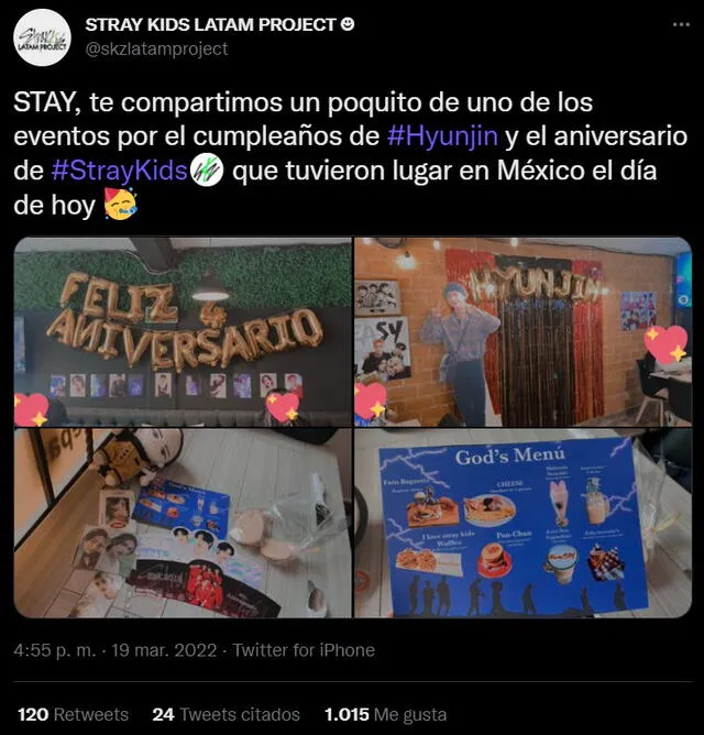 STAY de México en el cumpleaños de Hyunjin de Stray Kids. Foto: captura Twitter