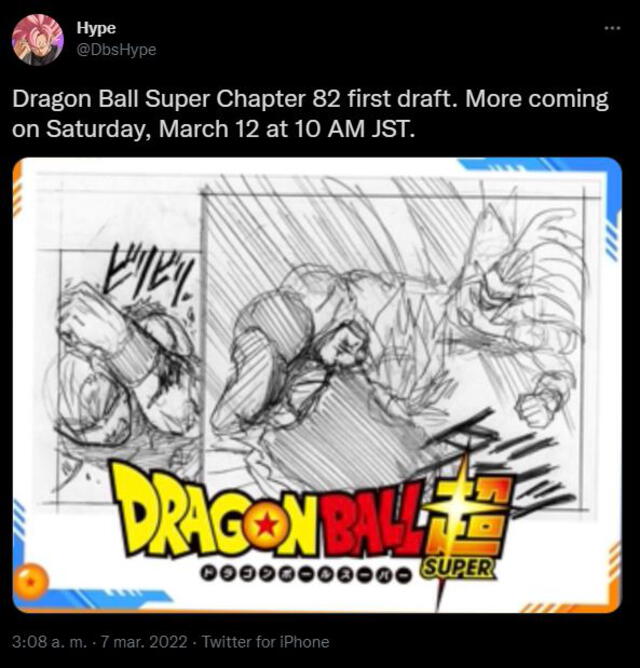 Primer boceto del manga 82 de Dragon Ball Super. Foto: Twitter @DBSHype