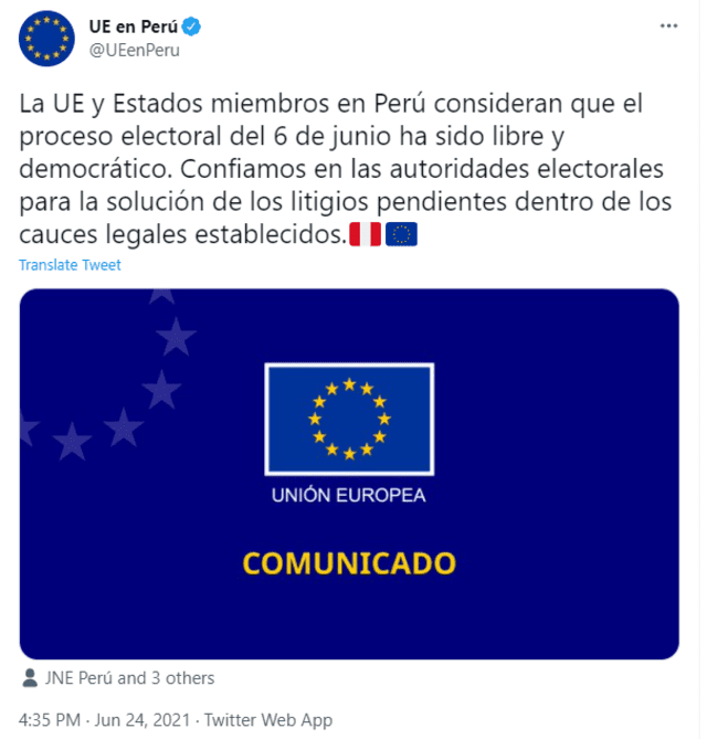 Comunicado de la UE.