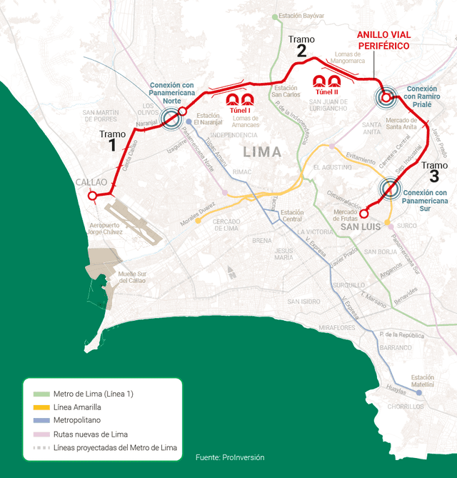 Mapa del Anillo Vial Periférico. Foto: Andina   