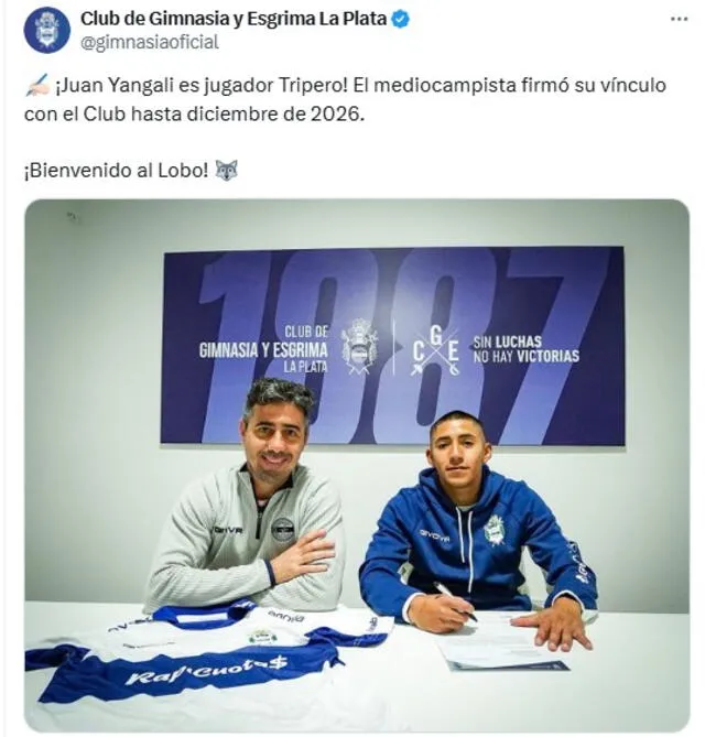 El club oficializó al jugador. Foto: Club Gimnasia El club oficializó al jugador. Foto: Club Gimnasia