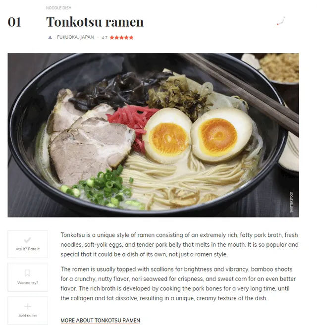  El tonkotsu ramen es la mejor versión de la sopa japonesa, según Taste Atlas. Foto: Taste Atlas   